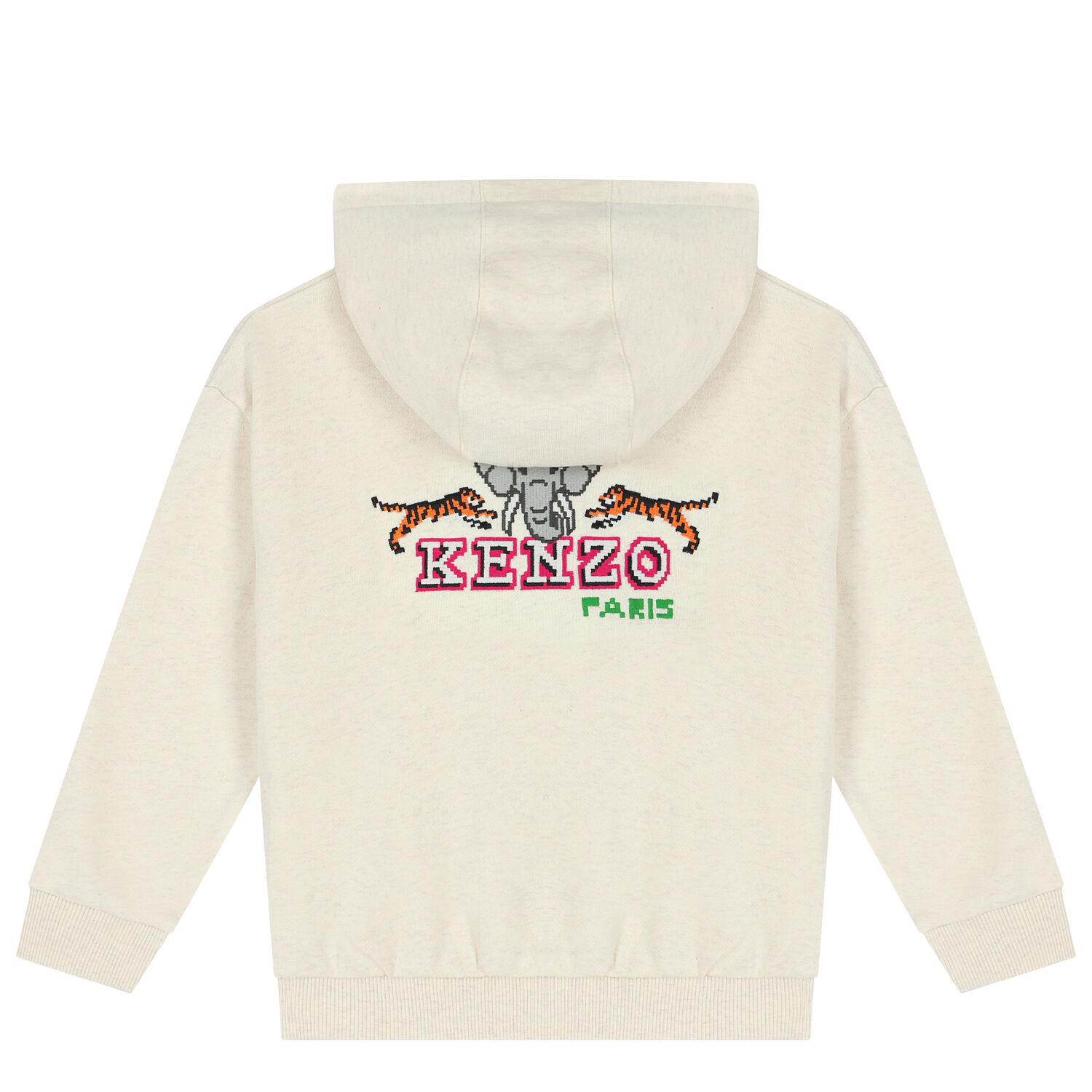 Girls Ivory Logo Hooded Zip Up Top, 1, hi-res